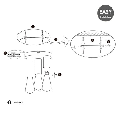 Moderne LED Plafondlamp Marna 3 lichts - Zwart - Rond