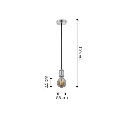 hanglamp chroom vintage - G125 - dimbaar E27 rook