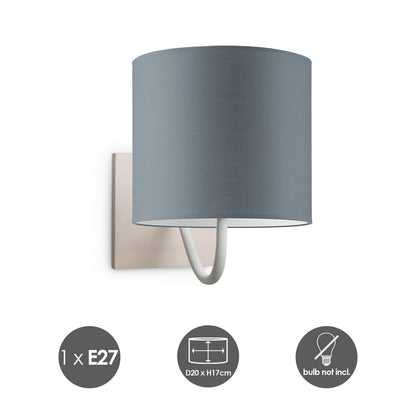 Wandlamp - Beach E27 Lampenkap grijs 20cm