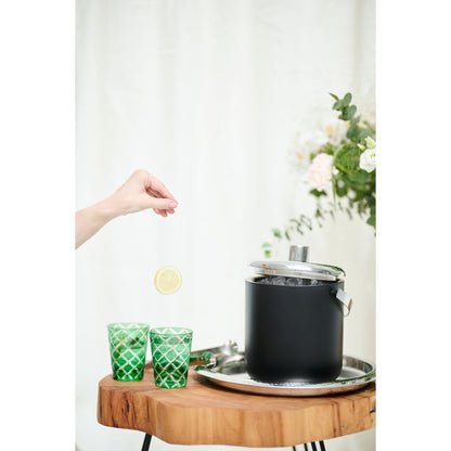 Set van 4 kristallen glazen Dio, groen, handgeslepen glas, hoogte 10 cm