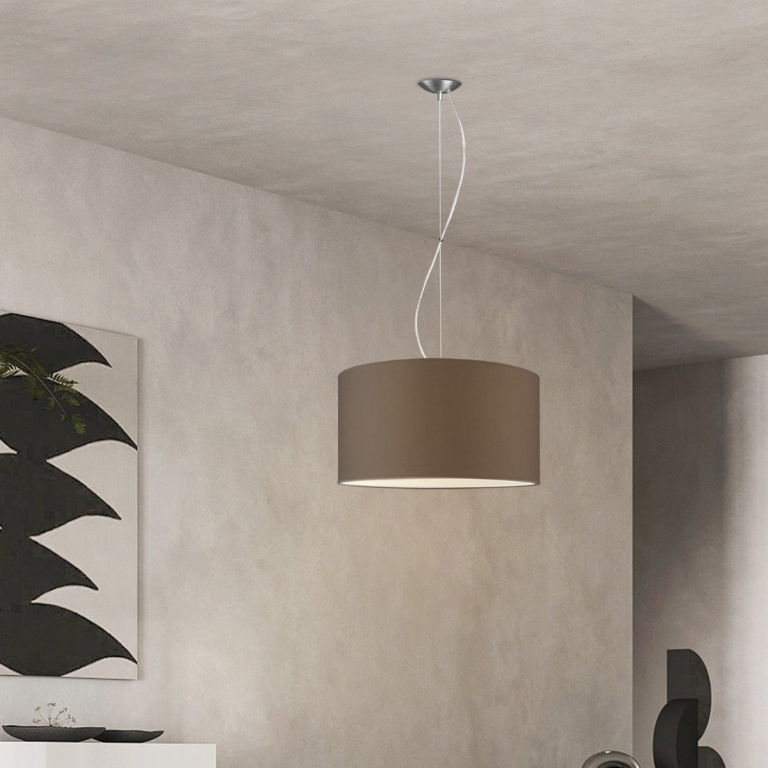 hanglamp Deluxe met lampenkap, E27, taupe, 50cm