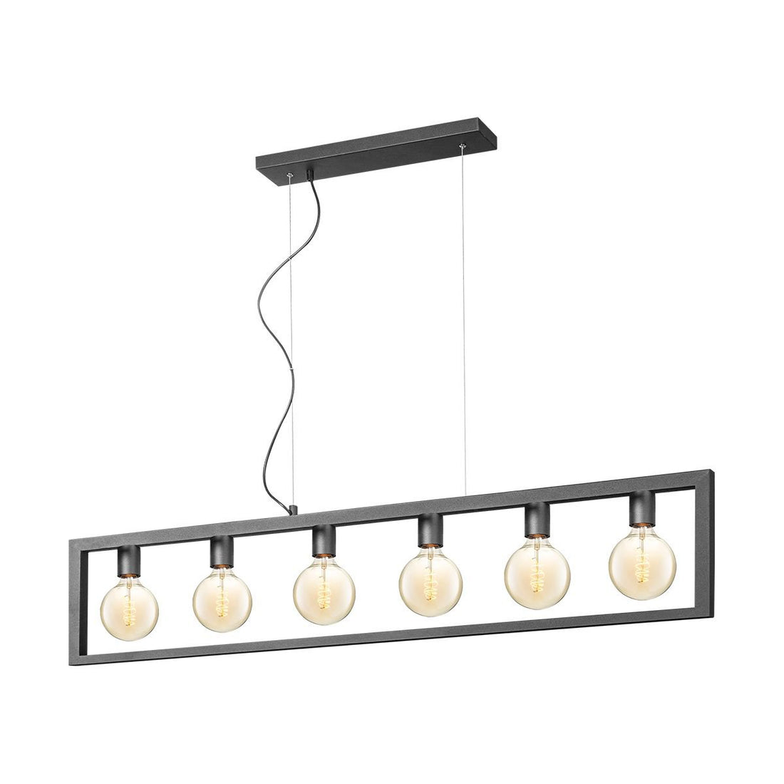 Hanglamp Fito 6 lichts - Zwart - 140x12x125cm