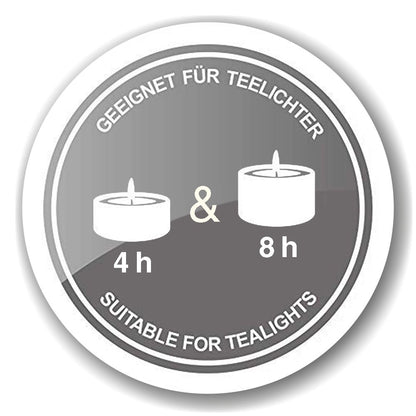 Set van 2 theelichtglazen Eto (hoogte 8 cm, Ø 7 cm), grijs, lantaarn met hertenmotief