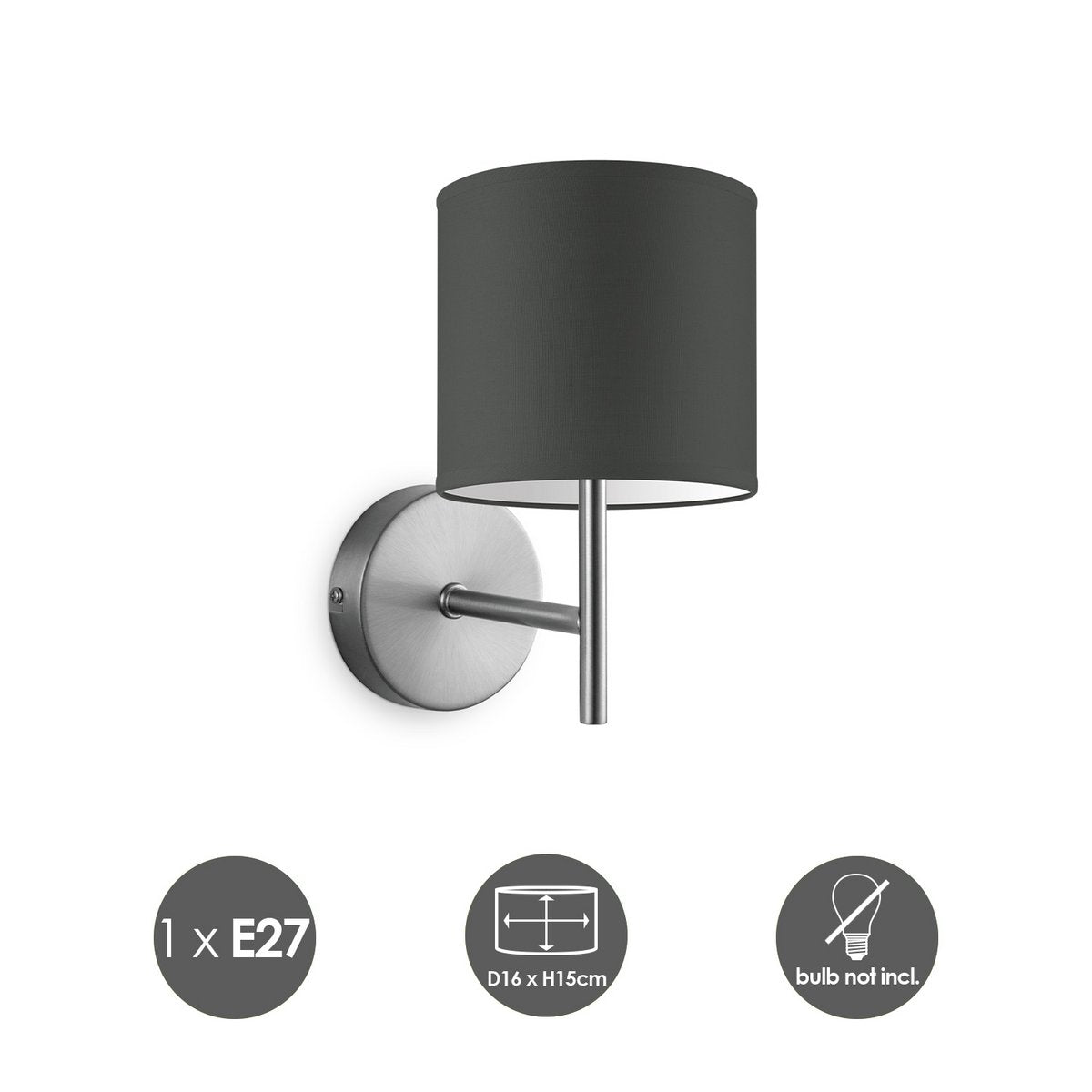 Wandlamp - Mati E27 Lampenkap antraciet 16cm