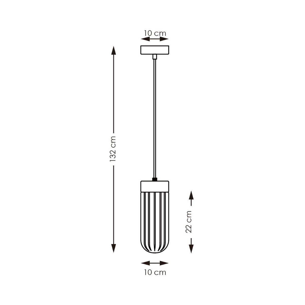 Hanglamp Capri - rook glas - 10x10x132cm