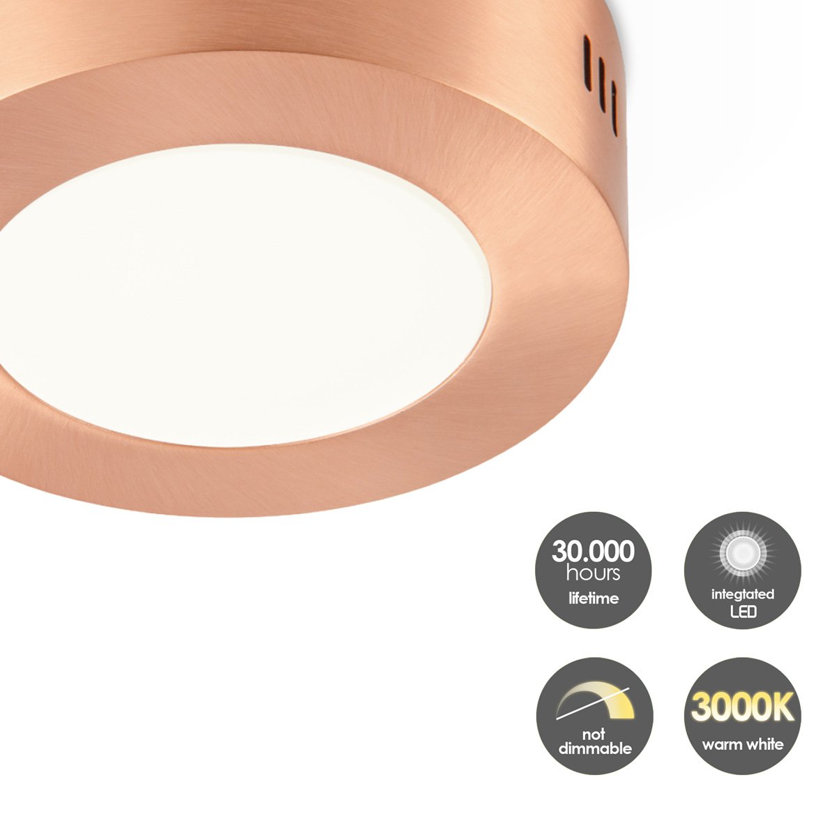 LED Plafondlamp Ska - Koper - Rond 12/12/3.6cm