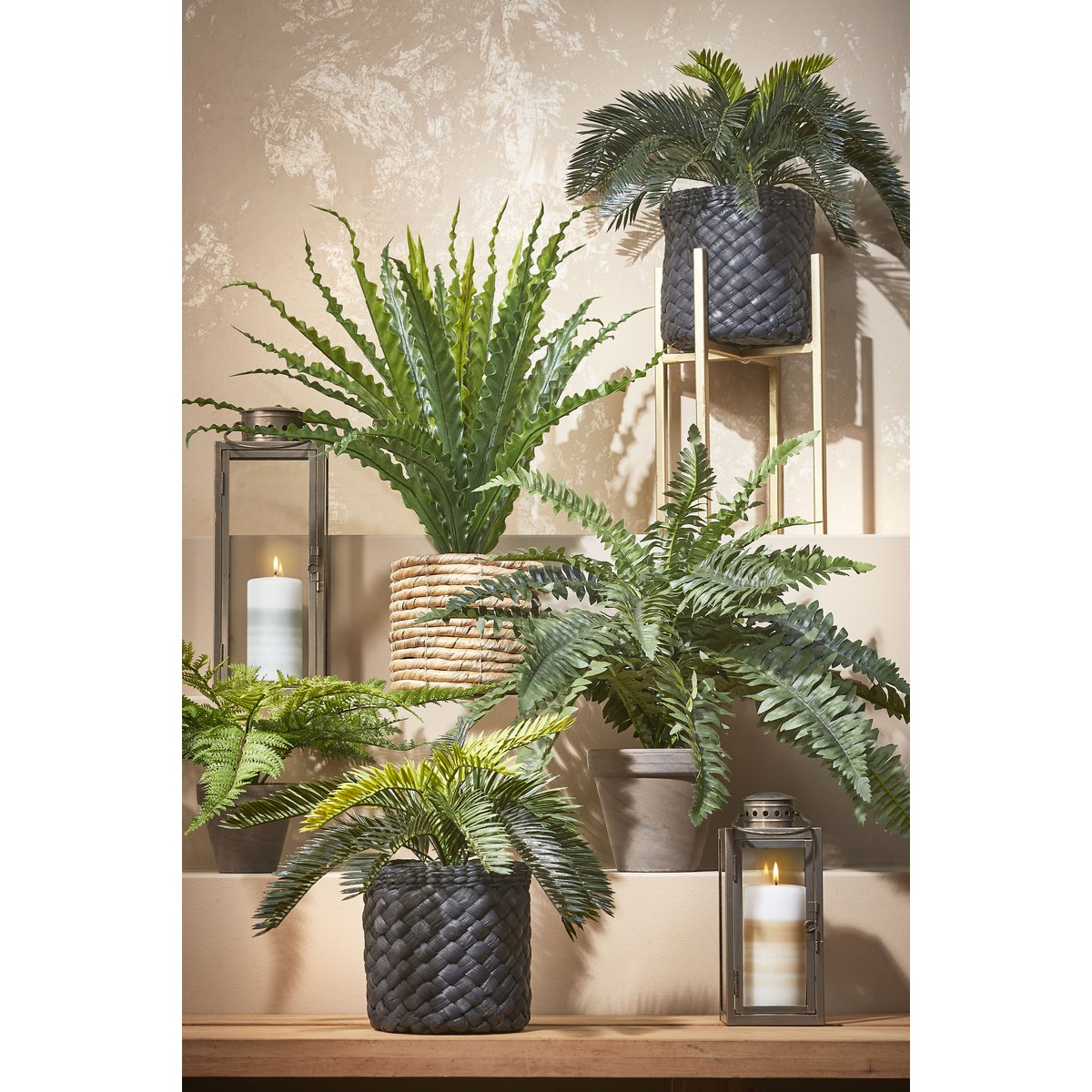 Cycas Palm Kunstplant in Bloempot Stan - H33 x Ø34 cm - Groen