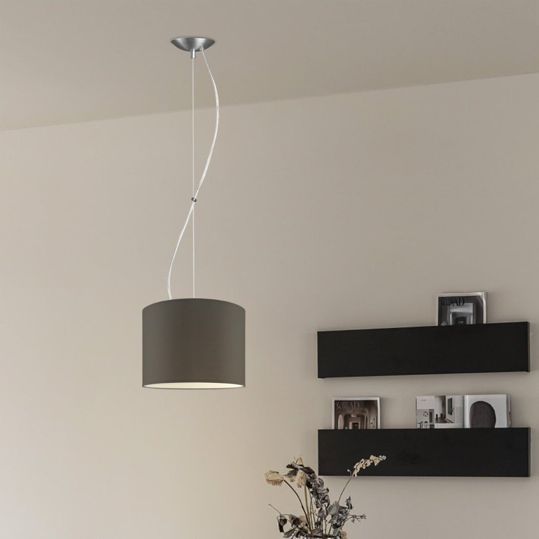 hanglamp Deluxe met lampenkap, E27, antraciet, 25cm