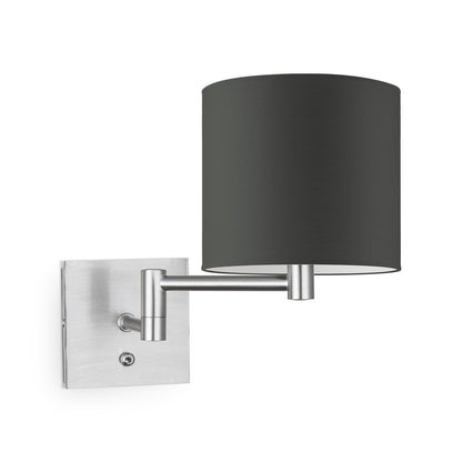 Wandlamp - Swing, E27, antraciet Lampenkap 20x17cm