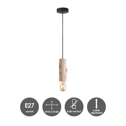 Hanglamp Billy - hout - 10x10x130cm