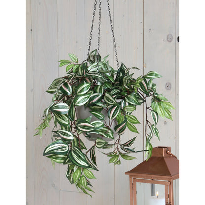 Tradescantia Kunst Hangplant - L15 x B30 x H80 cm - Groen