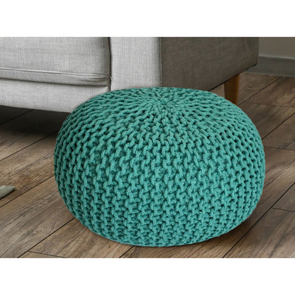 Poef Ø 55 cm gebreide kruk poef vloerkussen grof gebreide look extra hoog hoogte 37 cm