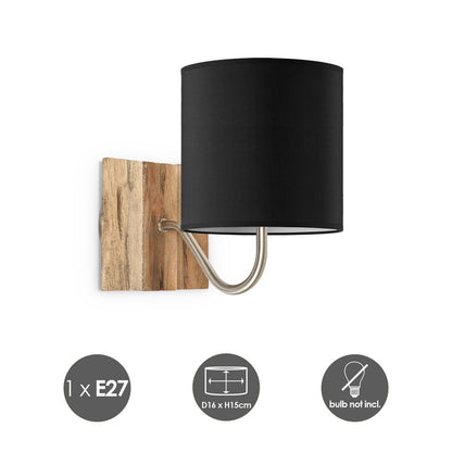 Wandlamp - Drift E27 Lampenkap zwart 16cm