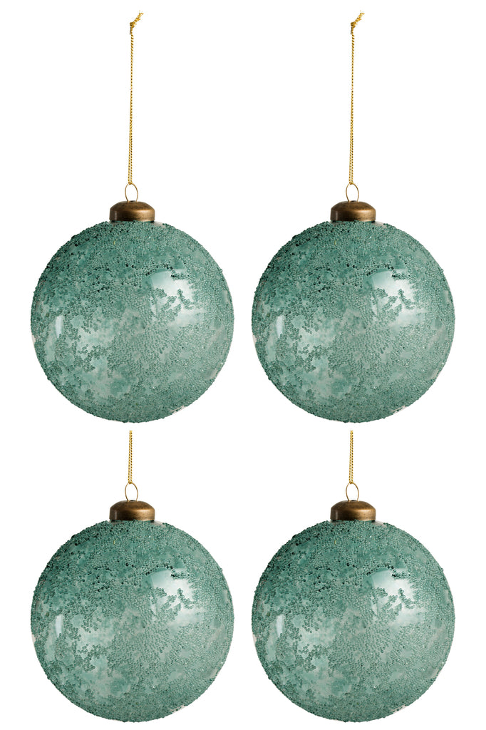 J-Line Box Of 4 Christmas Ball Glass Clear Ant Azure Medium