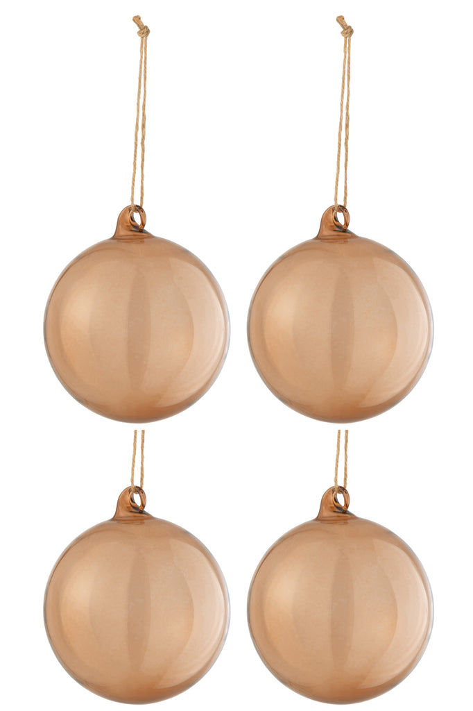 J-Line Box Of 4 Christmas Baubles Regular Transparent Brown Large