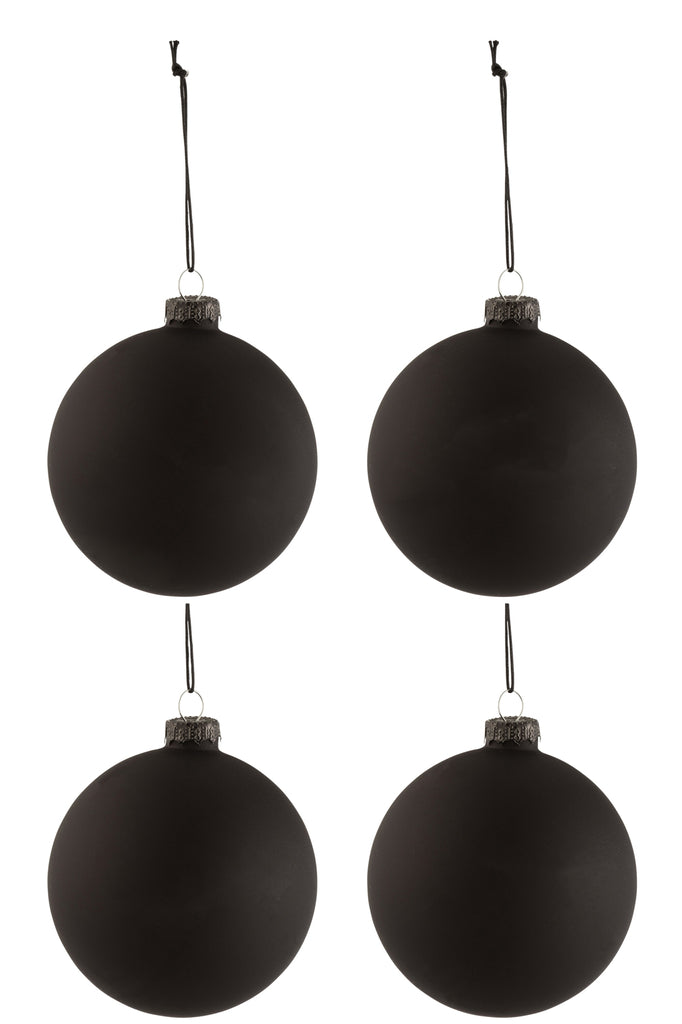 J-Line Box Of 4 Christmas Baubles Blackboard Glass Black Medium