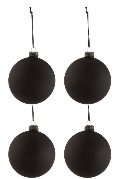 Doos met 4 kerstballen krijtbord glas zwart medium