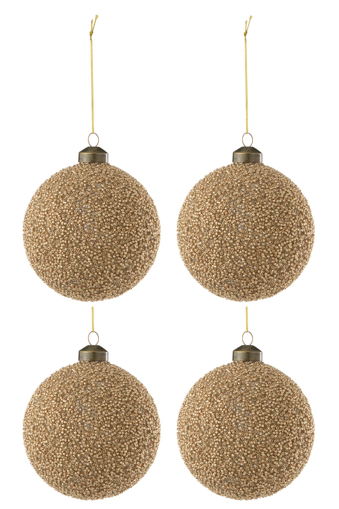 J-Line Doos met 4 kerstballen parels glas goud groot