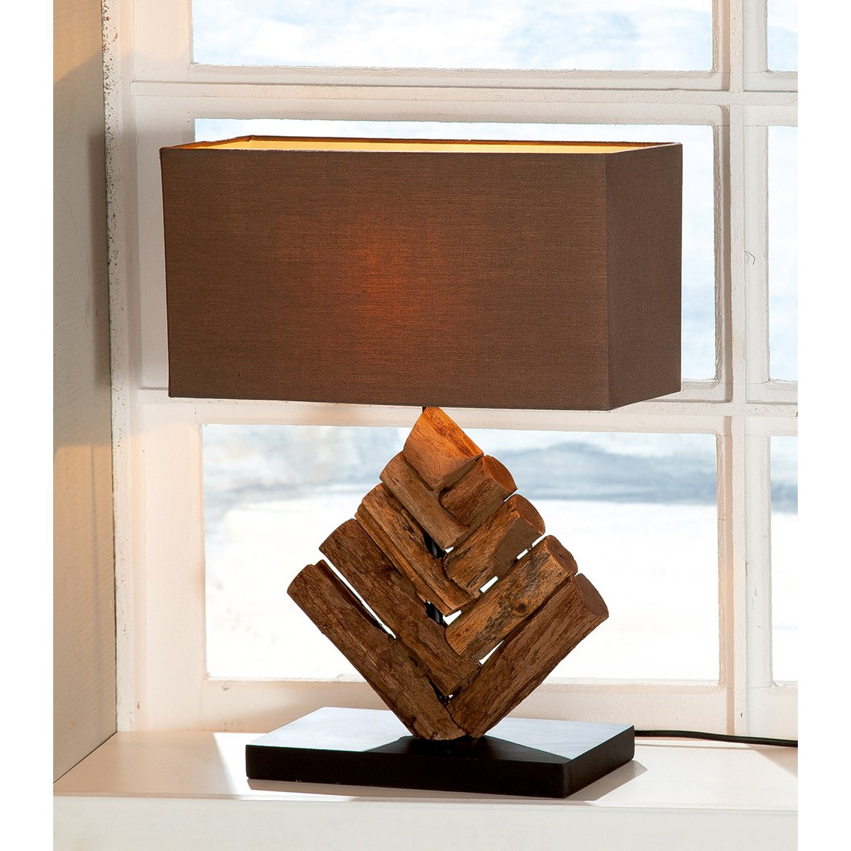 Houten lamp &quot;Tribe&quot; bruin/zwart