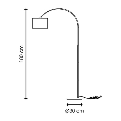 Moderne Boog Vloerlamp - Duke - Geborsteld Staal - Wit