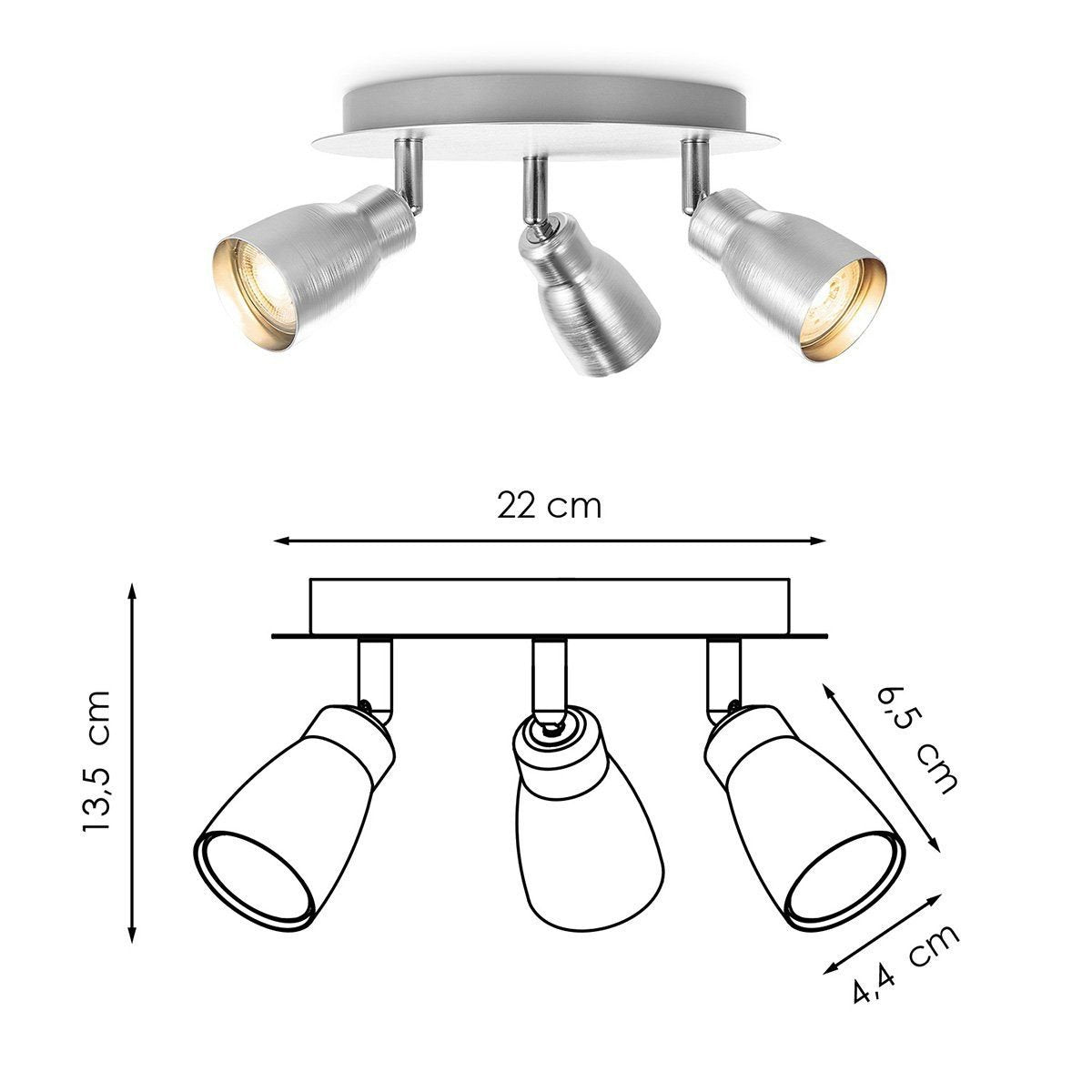 LED Opbouwspot Alba 3L - dimbare - geborsteld staal