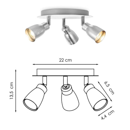 LED Opbouwspot Alba 3L - dimbare - geborsteld staal