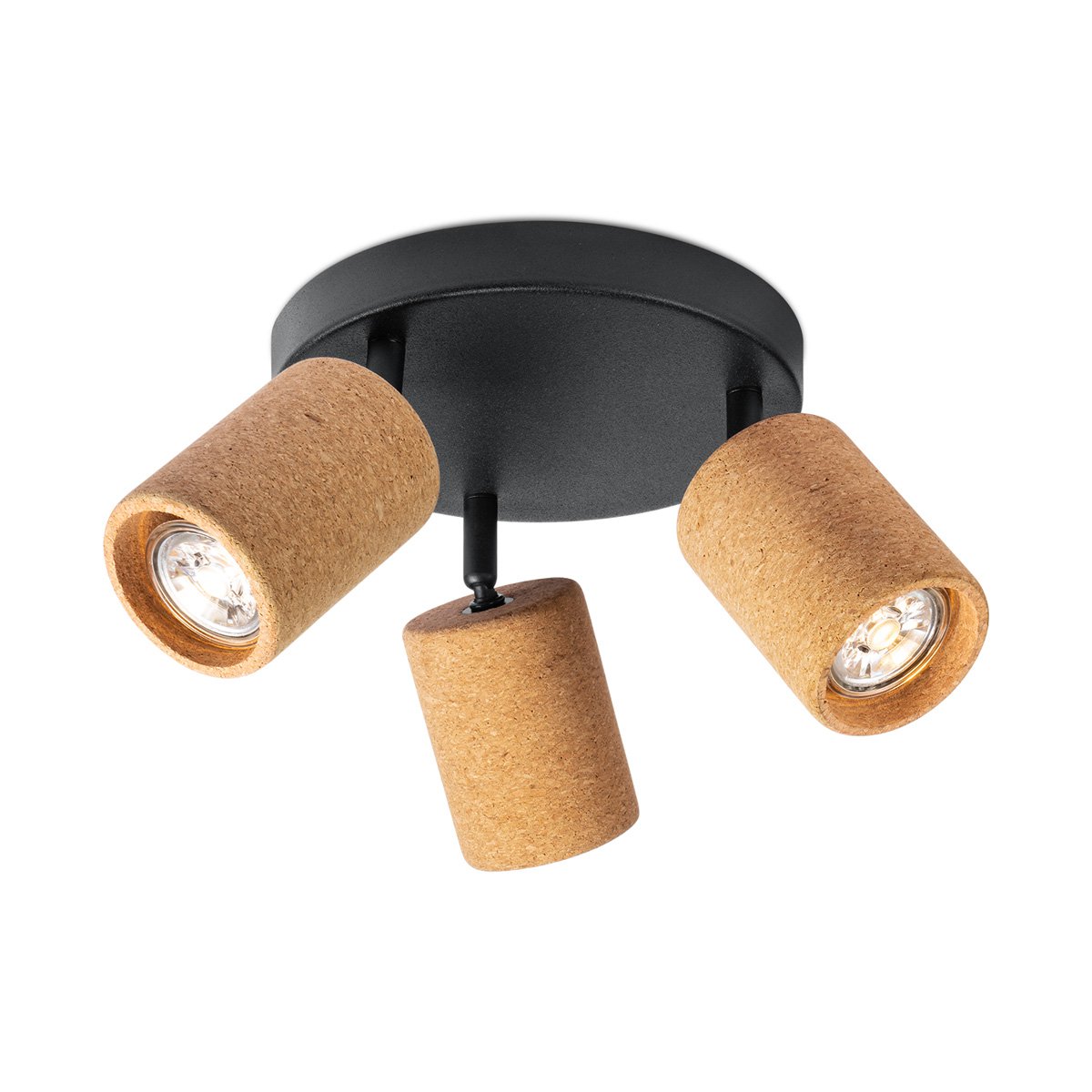 LED Opbouwspot Kurk 3 - dimbaar - Rond - zwart