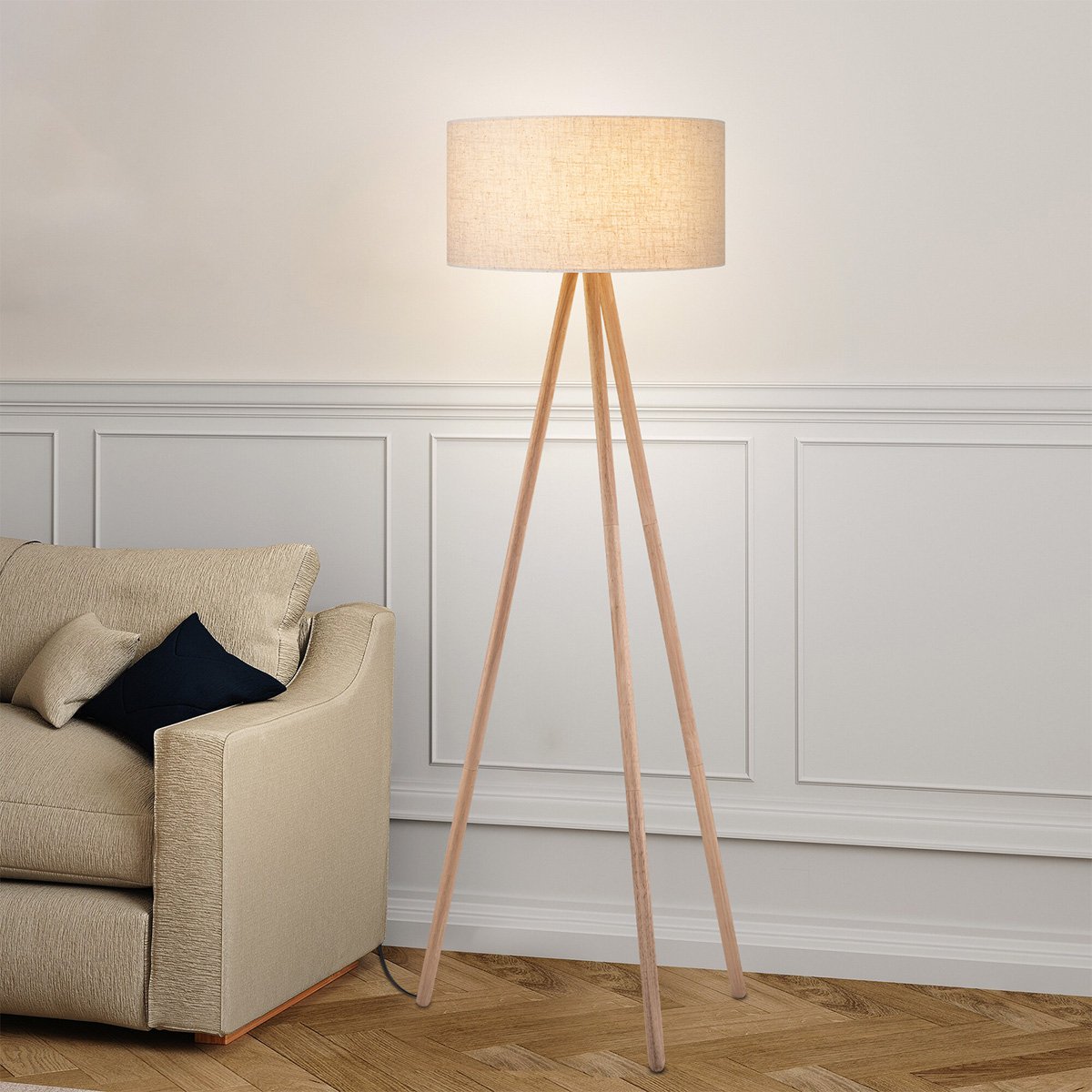 Moderne Vloerlamp - Staande Lamp - Lampenkap - Wit