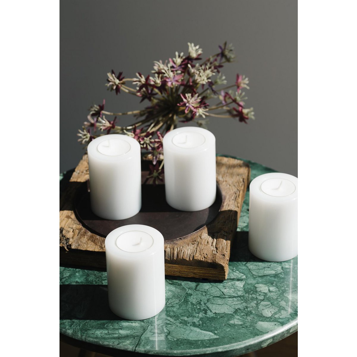 EDZARD Set van 4 theelichthouders, permanente kaars Cornelius, hoogte 8 cm, diameter 6 cm, hittebestendig tot 90 graden