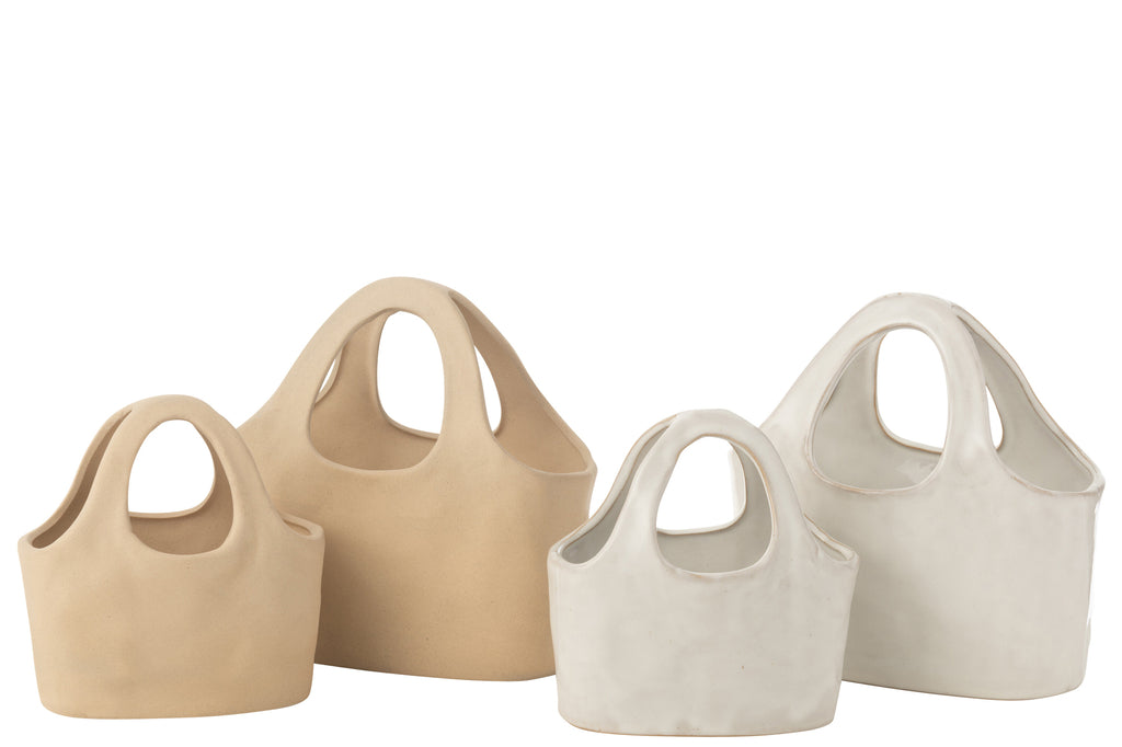 Tas Porselein Wit/Beige Groot Assortiment Van 2