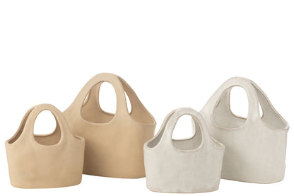 Tas Porselein Wit/Beige Groot Assortiment Van 2