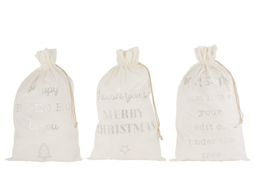Tas Kerst Engels Fluweel Wit Groot Assortiment Van 3