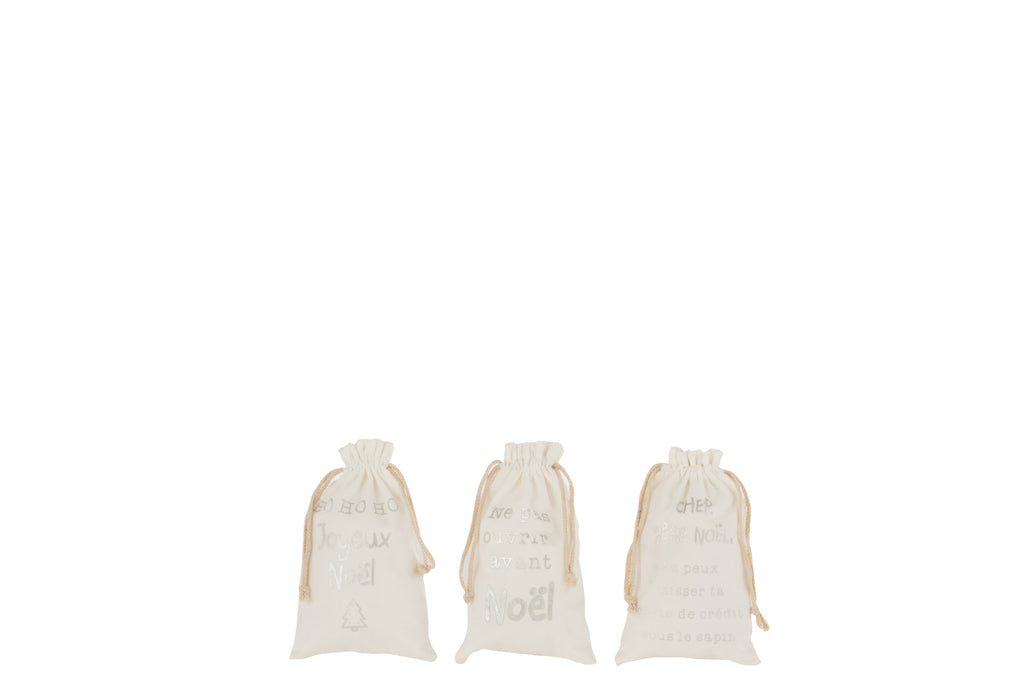 Zak Kerst Franse fluwelen witte kleine assortiment van 3