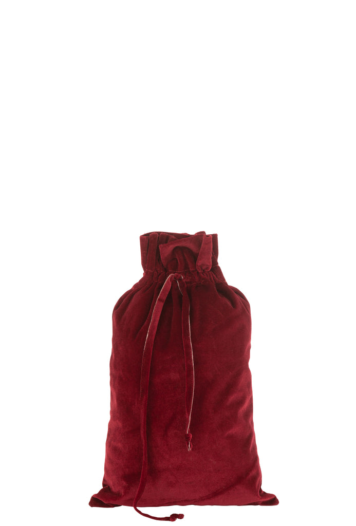 J-Line Tas Kerst Fluweel Rood Medium