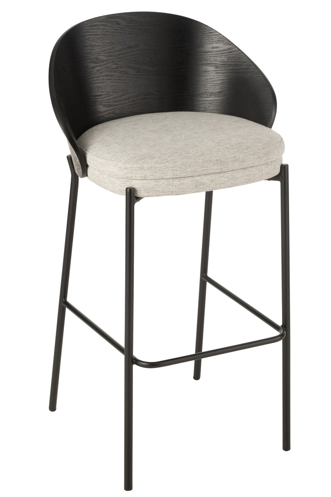 Barkruk Lone Berkenhout/Metaal Zwart/Grijs