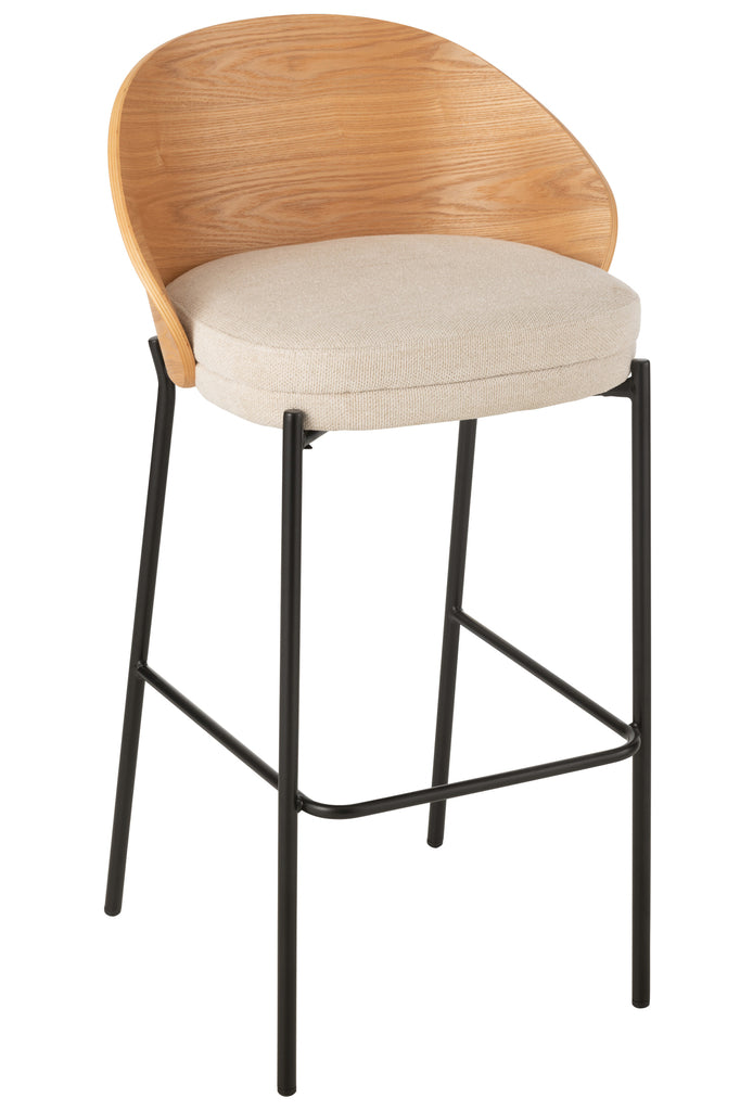 Barstoel Lone Ply Wood/Metaal Natuurlijk/Beige