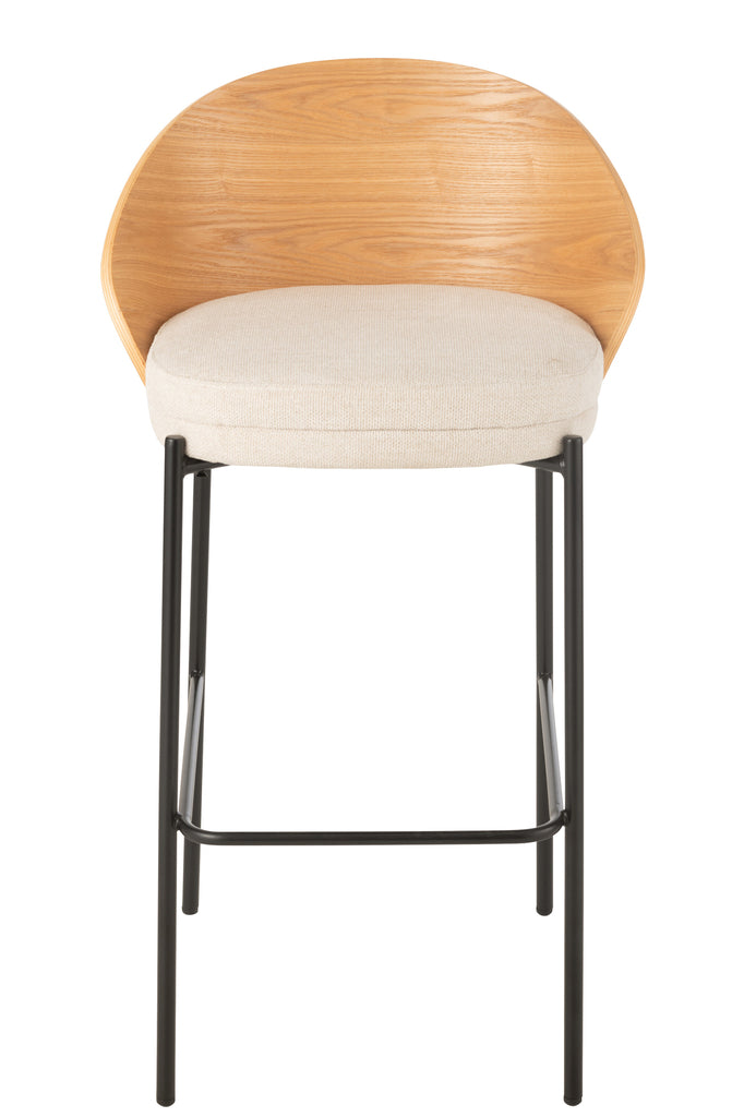 Barstoel Lone Ply Wood/Metaal Natuurlijk/Beige