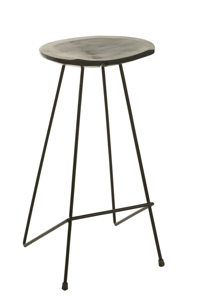 Barkruk van teakhout/ijzer zwart