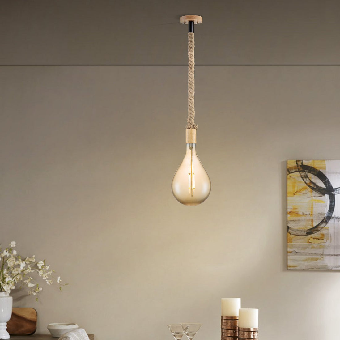 hanglamp Leonardo Pear - G160 - dimbaar E27 amber