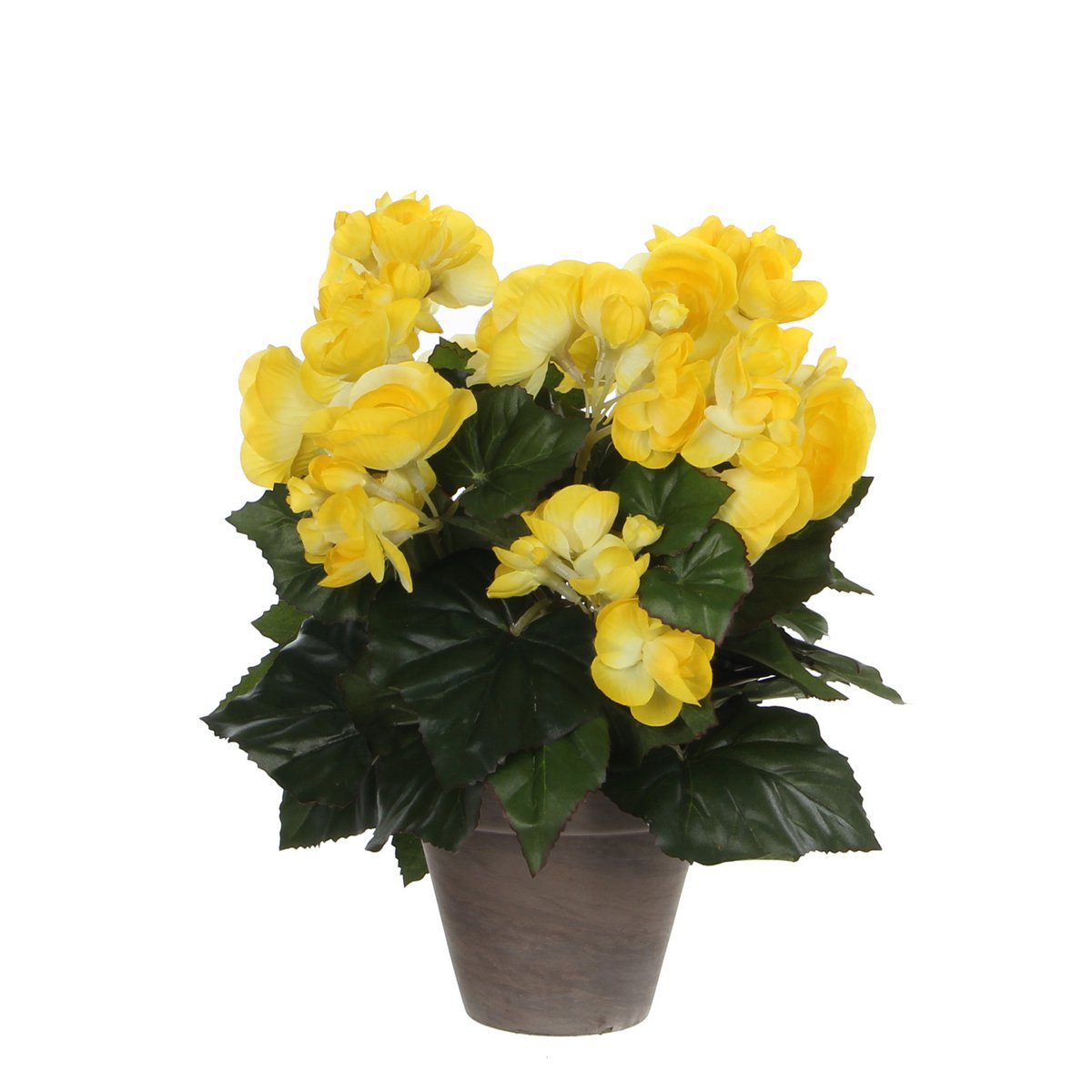 Begonia Kunstplant in Bloempot Stan - H30 x Ø25 cm - Geel