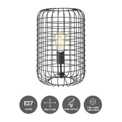 tafellamp Netting - Zwart - 26/26/40cm - bedlampje