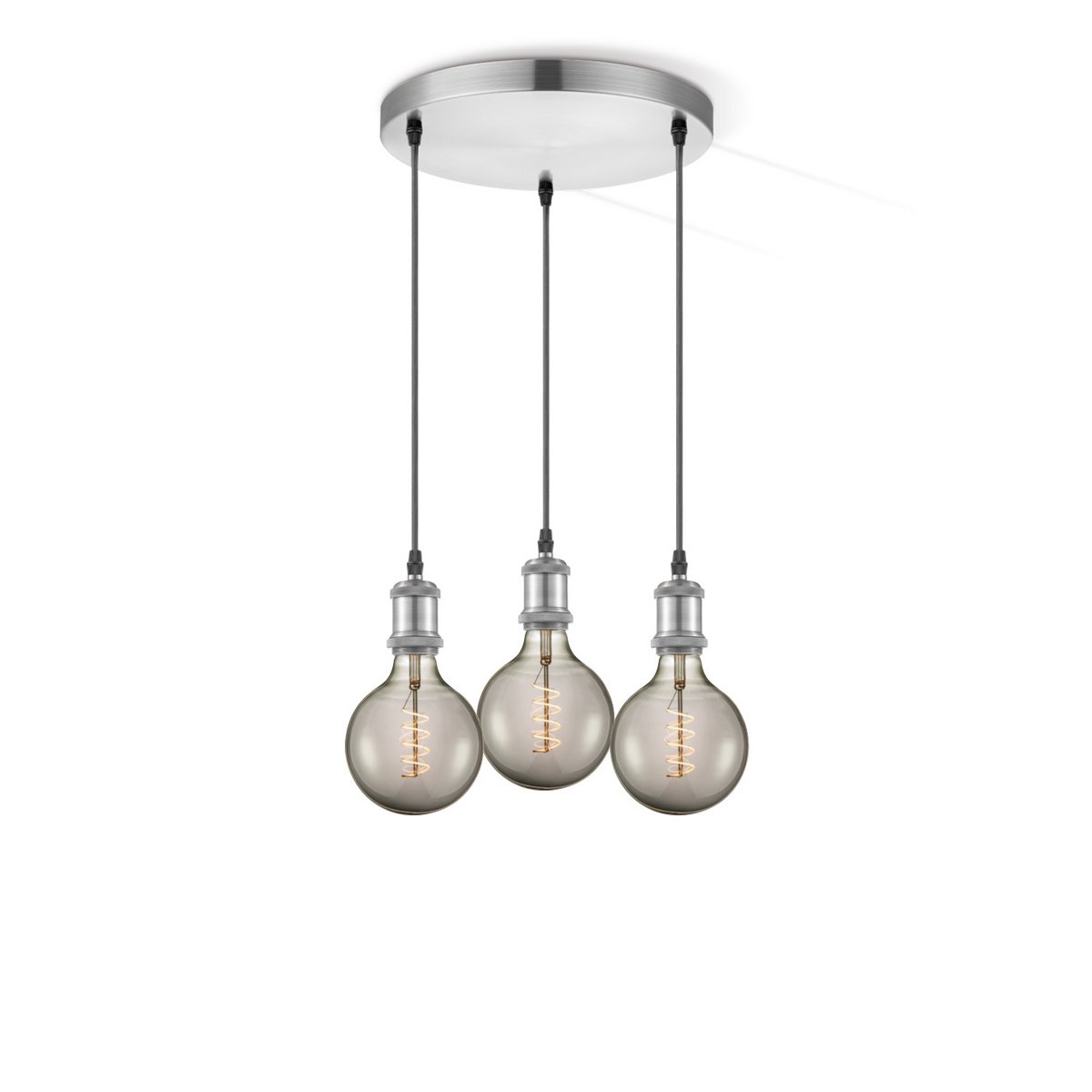 hanglamp chroom rond Spiraal 3L G125 dimbaar E27 rook