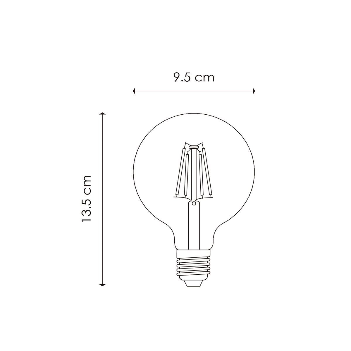 dimbare LED Globe Deco E27 G95 6W 700Lm 3000K Helder