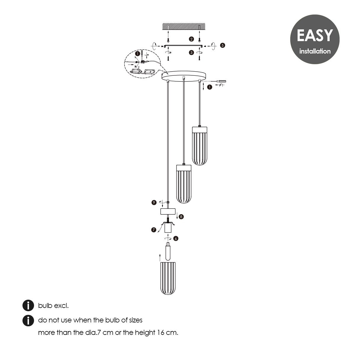 Hanglamp Capri - rook glas - 30x30x132cm