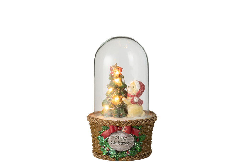 J-Line Bell Jar Kerstboom + Hond Led Polyresin Groen