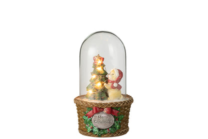 J-Line Bell Jar Kerstboom + Hond Led Polyresin Groen