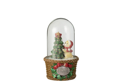 J-Line Bell Jar Kerstboom + Hond Led Polyresin Groen
