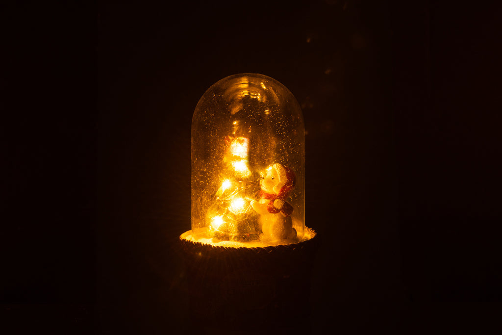 J-Line Bell Jar Kerstboom + Hond Led Polyresin Groen