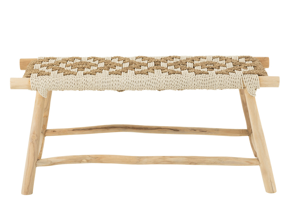 Bench Waverly Teak Wood/Seagrass Natural/White