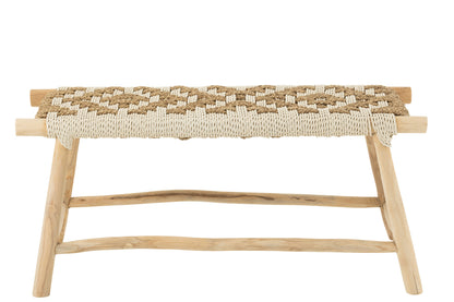 Bench Waverly Teak Wood/Seagrass Natural/White